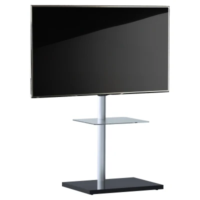 Abbildung von TV Standfuß &quot;Nalano&quot; mit Zwischenboden Silber/Schwarzglas