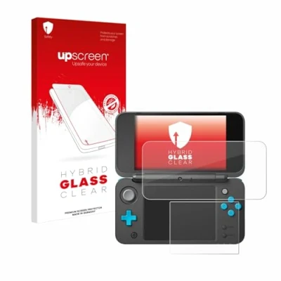 Abbildung von upscreen Schutzglas für New Nintendo 2DS XL Schutzfolie, Glas Folie [Klar, 9H Panzerschutz, Anti Fingerprint]