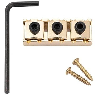 Abbildung von Musiclily Pro 43mm Stahl Guitar Locking Nut R3 Klemmsattel für Floyd Rose Tremolo System E Gitarre, Gold