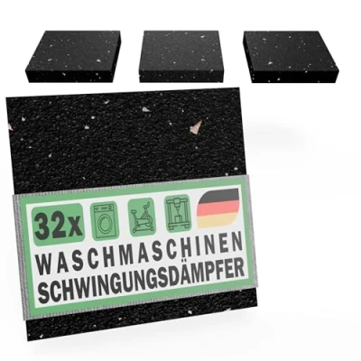 Abbildung von Schwingungsdämpfer Waschmaschine Unterlage 32 St Antivibrationsmatte Trockner 90x90x10mm recyceltes Gummigranulat Made in Germany