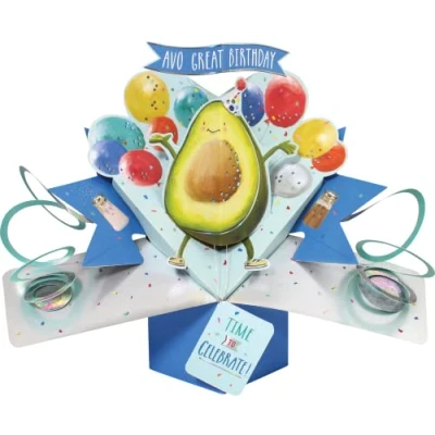 Abbildung von Avo Great Birthday Avocado Pop Up Grußkarte Second Nature 3D Karten