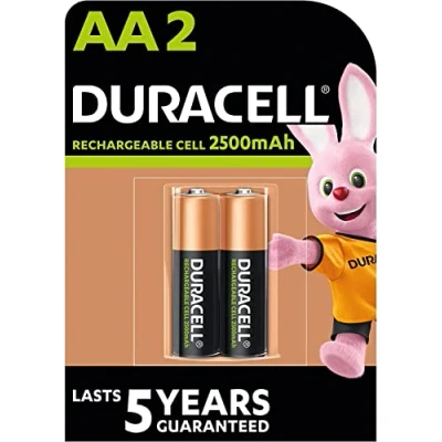 Abbildung von 2 x Duracell AA Batterien, wiederaufladbar, 2500 mAh (1 Blisterverpackung mit Batterien), wiederaufladbare Batterien
