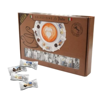 Abbildung von HELLMA Italian Selection 200 Stk. italienische Süßigkeiten einzeln Mix 5 Sorten Vorrats Box für Hotel, Café