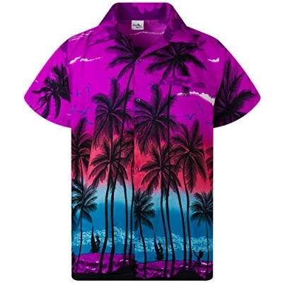 Abbildung von King Kameha Funky Hawaii Hemd, Herren, Kurzarm, Beach, Violett, L
