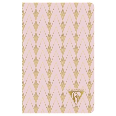 Abbildung von Clairefontaine 193496C Notizbuch Neo Deco Frühlings Sommer Kollektion, mit Fadenbindung, 9 x 14cm, 48 Blatt, liniert, 90g, elfenbeinfarbiges Papier, 1 Stück, Rosa Perlmutt / Zenith