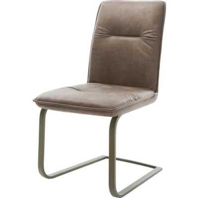 Abbildung von DELIFE Polsterstuhl Vinjo Flex, Freischwinger flach Effektfinish Titan Taupe Vintage