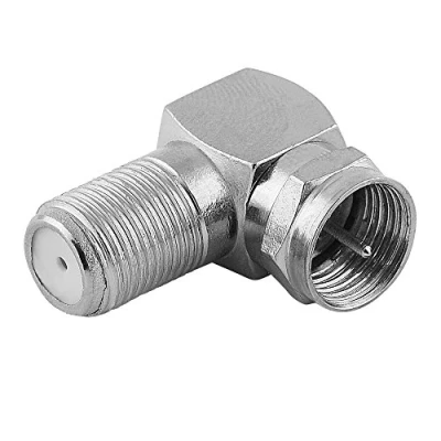 Abbildung von BestPlug Sat LNB Adapter Verbindungsstück, F Stecker männlich auf Buchse Kupplung weiblich 90 abgewinkelt, geeignet für 3D SD HD FullHD UHD 4K, Metallausführung