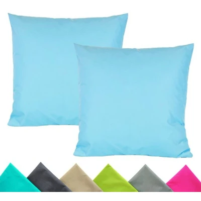 Abbildung von JACK 2er Set 40x40cm Outdoor Kissenhülle Kissenbezug Wasserfest Sitzkissen Lounge Kissen Garten Stuhl Lotus Effekt, Farbe:Hellblau
