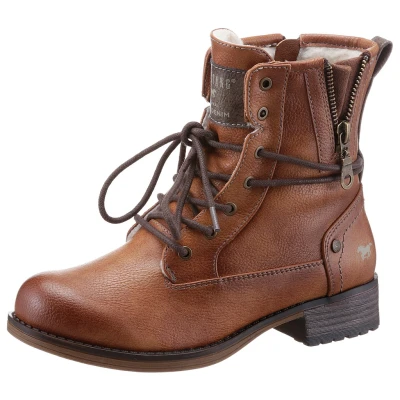 Abbildung von Mustang Shoes Winterboots, Schnürboots, Stiefelette, Blockabsatz, mit Reißverschluss