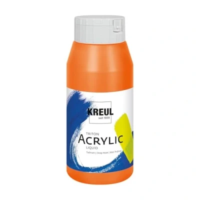 Abbildung von KREUL 17062 Solo Goya Triton Acrylfarbe fluoreszierend orange, 750 ml Flasche, schnell und matt trocknend, Farbe auf Wasserbasis, in Studioqualität, vielseitig einsetzbar, gut deckend ergiebig
