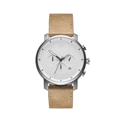 Abbildung von MVMT Analog Quarzuhr für Herren mit Beiges Lederarmband D MC01WT