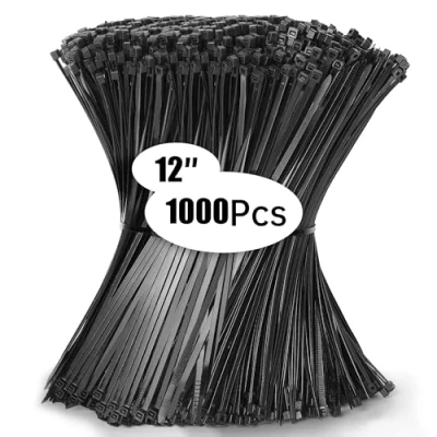 Abbildung von Jokisa 1000 Stück Kabelbinder 300 x 4,8 mm, Schwarz Set, uv Beständig Zugfestigkeit 23kg Für Kabelmanagement, Gartenarbeit, Wohnen, Werkstätten, Büro, Heimwerken