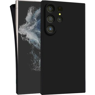 Abbildung von MyGadget Hülle kompatibel mit Samsung Galaxy S24 Ultra robuste Handyhülle TPU Case Slim Silikonhülle Back Cover Kratzfest Schutzhülle Matt Schwarz