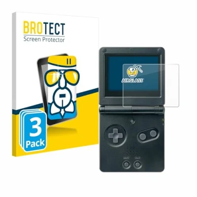 Abbildung von BROTECT Schutzglas für Nintendo Gameboy Advance GBA SP (3 Stück) Schutzfolie Panzer Folie Glas [Extrem Kratzfest 9H, Anti Fingerprint,