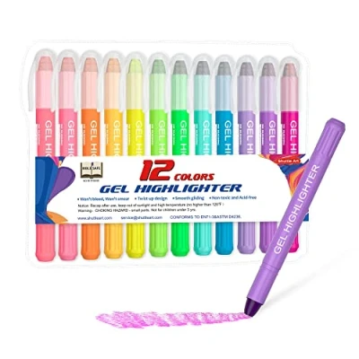 Abbildung von Shuttle Art 12 bunte Bibelmarker (Gel Highlighters) Gel Textmarker Set mit feiner Spitze, für Markieren und Hervorheben auf Notizen dünnem Papier geeignet
