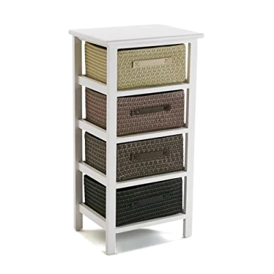 Abbildung von Versa Gavle Möbel für das Bad, Schubladeneinheit mit 4 Schubladen zum Organisieren, Moderne und unterhaltsame Aufbewahrung, Maßnahmen (H x L B) 73 28 37 cm, Holz Polyester, Farbe: Braun