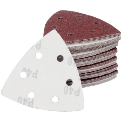Abbildung von Bangbobi 60 teiliges Set Schleifdreiecke für Deltaschleifer 93 x mm Körnungen 40/80/120/180/240/320 6 Loch Klettverschluss Schleifpapier Dreieckschleifer