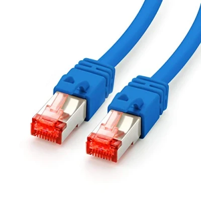 Abbildung von 5X CAT.7 Ethernet Patchkabel (RJ45) 2 m blau LAN Kabel S/FTP bis zu 10 Gbit/s