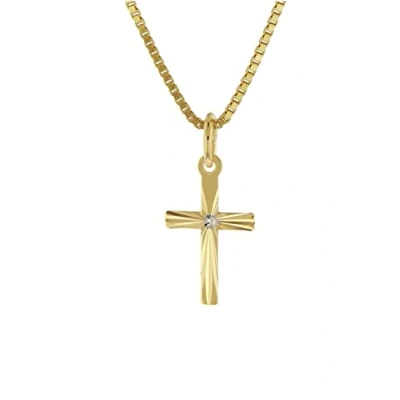 Abbildung von trendor Kette mit Anhänger Kreuz für Kinder Gold 585 Vergoldeter Silberkette