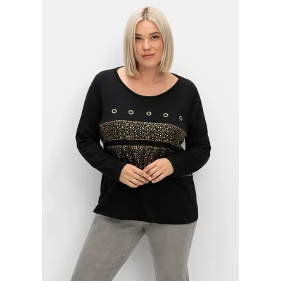 Abbildung von Sheego Langarmshirt, Damen, Größe: 44, Schwarz
