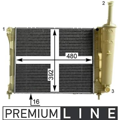 Abbildung von MAHLE ORIGINAL CR 2005 000P Kühler, Motorkühlung 480 392 16 Kühlrippen gelötet FIAT: Panda III Schrägheck