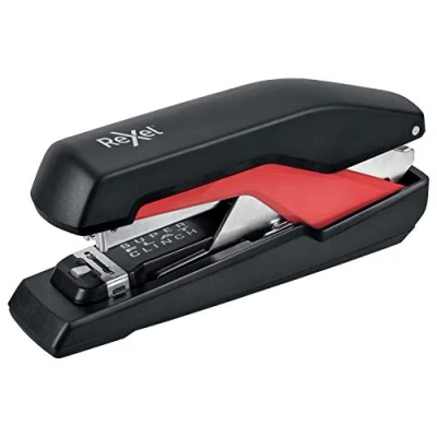 Abbildung von Rexel Supreme Omnipress SO60 Vollstreifen Heftgerät, 60 Blatt Kapazität, Flat Clinch Heftung, inklusive Heftklammern, Metallkörper, Schwarz/Rot, 2115680
