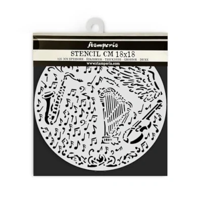 Abbildung von Stamperia Music Thick Stencil 18x18cm Violin And Trumpet (KSTDQ120)