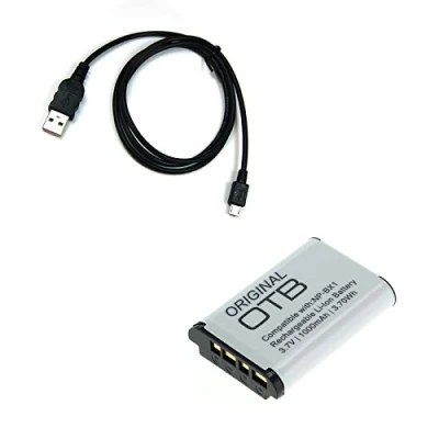 Abbildung von bg akku24 Akku und Ladekabel, Datenkabel, USB Kabel für Sony Cyber Shot DSC HX50, HX50V, HX60, HX60V, HX80, HX90, HX90V, HX300, HX350, WX300, WX350, WX500