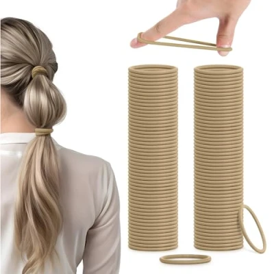 Abbildung von H&amp;S Haarband Haargummi Set für Mädchen Damen und Herren beige 100 Stück, 1 tlg.