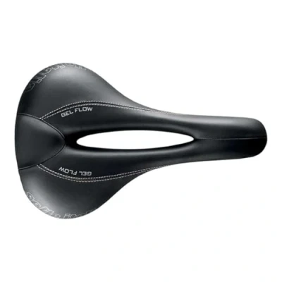 Abbildung von Selle Italia Donna Gel Flow Damen Fahrradsattel, Gelpolsterung, FeC Legierungsrahmen, bequem, anatomisches Loch, Hi Viz Einsätze Größe L2, Schwarz
