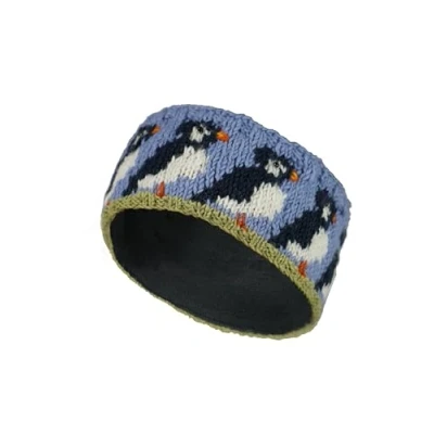 Abbildung von Pachamama Damen Ohrwärmer aus Wolle, mit Fleece gefüttert, handgestrickt, Papageientaucher, mehrfarbig, Einheitsgröße, handgefertigt, Fair Trade