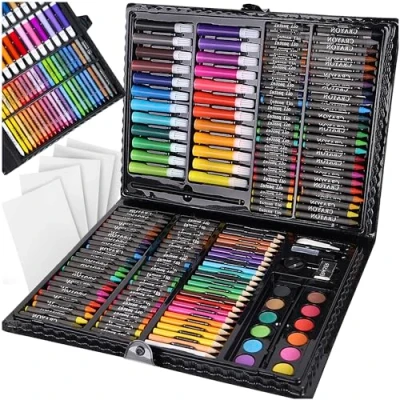 Abbildung von MAALEO Bastelfarbe Kunstkoffer Deluxe: Malset 168 teilig, Schwarz, Umfangreiches Malkoffer Set mit Viel Zubehör