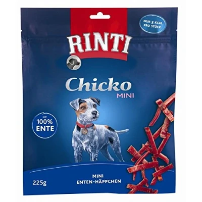 Abbildung von Rinti Chicko Mini Ente Doppelpack 2 x 225 g Ergänzungsfuttermittel für kleine ausgewachsene Hunde Leicht bekömmlich und gut verdaulich Zarte Enten Häppchen Ohne Soja