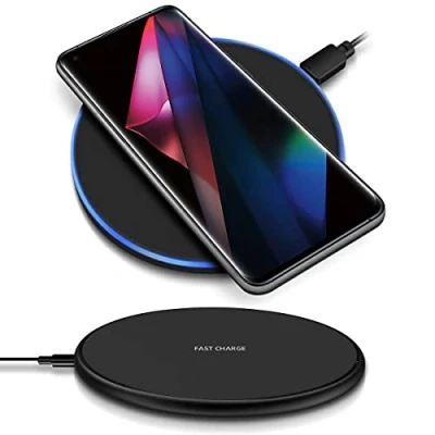 Abbildung von QI Wireless Ladestation kompatibel für Gigaset GS3 GS4 GS5 Kabellos Charger Induktives Universal Schnellladegerät, Farben:Schwarz