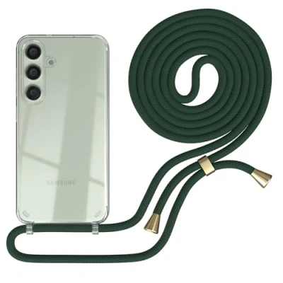 Abbildung von EAZY CASE Handykette kompatibel mit Samsung Galaxy S24 Kette zum Umhängen für Hülle Band aus Silikon stoßfeste transparente Handyhülle als Fallschutz in Grün