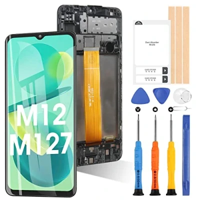 Abbildung von LCD Display Für Samsung Galaxy M12 SM M127F/DSN Bildschirmersatz Touch Screen Digitizer Full Assembly mit Werkzeug 6,5 Zoll (Schwarz Rahmen)