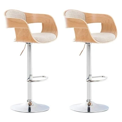 Abbildung von CLP 2er Set Barhocker Kingston Mit Stoffbezug Und Hochwertiger Polsterung I Höhenverstellbare Barstühle Drehbaren Sitzen, Farbe:Natur/Creme