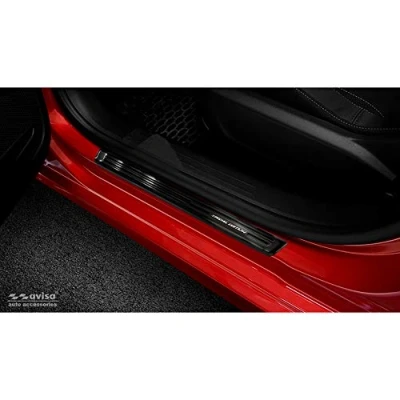 Abbildung von Avisa Black INOX Door sill Protectors Compatible with Opel Corsa F HB 5 Doors 2019 &#039;Special Edition&#039; 4 Pieces (excl. Equipment Ultimate)