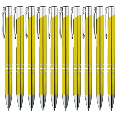 Abbildung von GIMEI® Metall Kugelschreiber 20 Stück Premium Set Hochwertig, für Einfaches &amp; Weiches Schreiben Blauschreibender Kulli Gelb als Optischer Hingucker