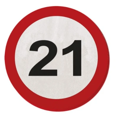 Abbildung von Serviettenverkehrszeichen 21 Jahre 20 Teile