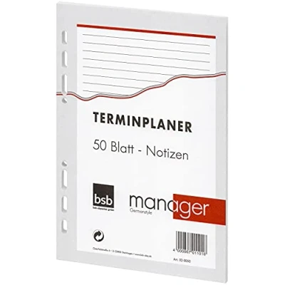 Abbildung von bsb Ersatzeinlage Notizen Größe: circa A5 6 Fach Lochung für Manager Terminplaner Organizer