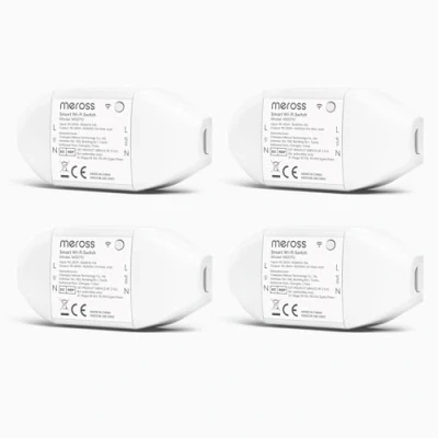 Abbildung von Meross WLAN Schalter Universal WiFi Switch Fernbedienung Sprachsteuerung mit Alexa, Google Assistant und SmartThings, DIY Smart Home für elektrische Haushaltsgeräte, 2500 W, 4 Stücke