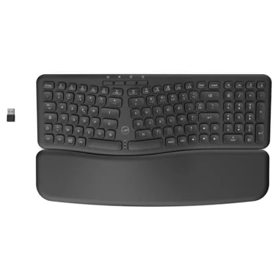 Abbildung von Mobility Lab Ergonomische, kabellose Tastatur mit magnetischer Handgelenkauflage Komfortables Design und natürliche Körperhaltung verstellbare Neigung Ziffernblock + 16 Tastenkombinationen