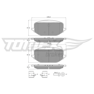 Abbildung von Bremsbelagsatz, Scheibenbremse TOMEX Brakes TX 60 54