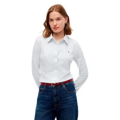 Abbildung von Tommy Hilfiger Hemdbluse, Damen, Größe: XL, Ecru/sky blue