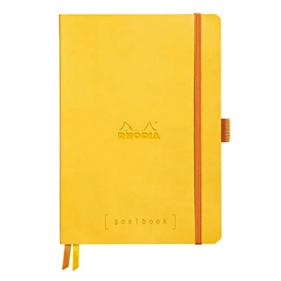 Abbildung von Rhodia 117776C Notizheft Goalbook (DIN A5, 14,8 x 21 cm, kariert, praktisch und trendige, mit weichem Deckel, 90g, elfenbeinfarbigem Papier, 120 Blatt, Gummizug, Lesezeichen) 1 Stück, Gelb