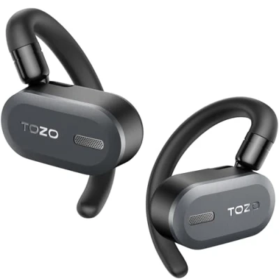 Abbildung von TOZO O2 Open Ear Kopfhörer 5.3 Bluetooth mit DSP Noise Cancelling, 42 Std Kabellose Kopfhörer, Biaxiales Ohrbügel Design,Langanhaltender Komfort, Kristallklare Anrufe beim Autofahren,Schwarz