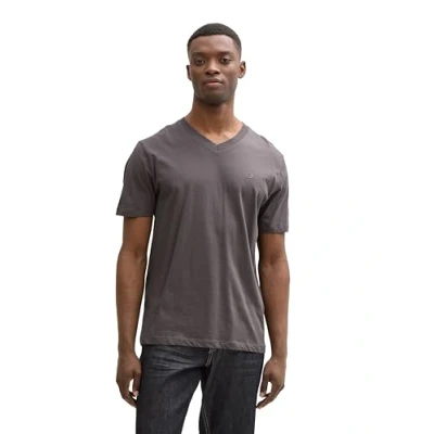 Abbildung von TOM Tailor Denim Vausschnitt Tshirt basic, Herren, Größe: Medium, Pavement grey