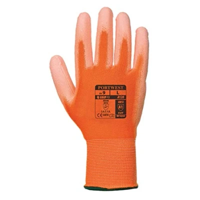 Abbildung von Portwest A120 atmungsaktiver PU Handflächenhandschuh, Orange, groß