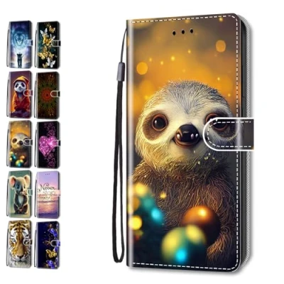 Abbildung von Hülle für Samsung Galaxy S6 Muster Pattern 3D Print Design Leder Tasche Flip Case Mädchen Jungs Cover Handyhülle Faultier